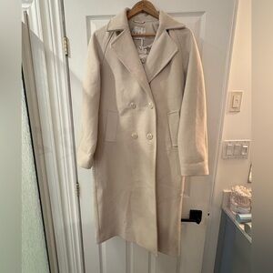 Elegant YAS Cream Double-Breasted Women's Coat